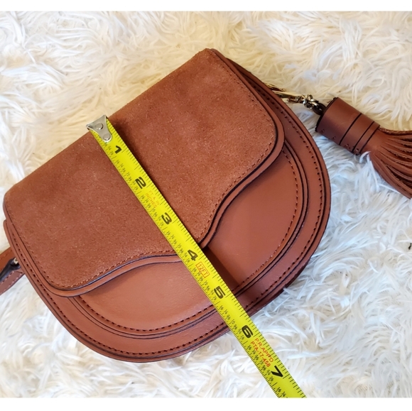 REBECCA MINKOFF MINI SUEDE & LEATHER SATCHEL - Picture 5 of 15